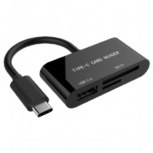 Lector de tarjeta combo Compact USB Type-C SDXC, negro